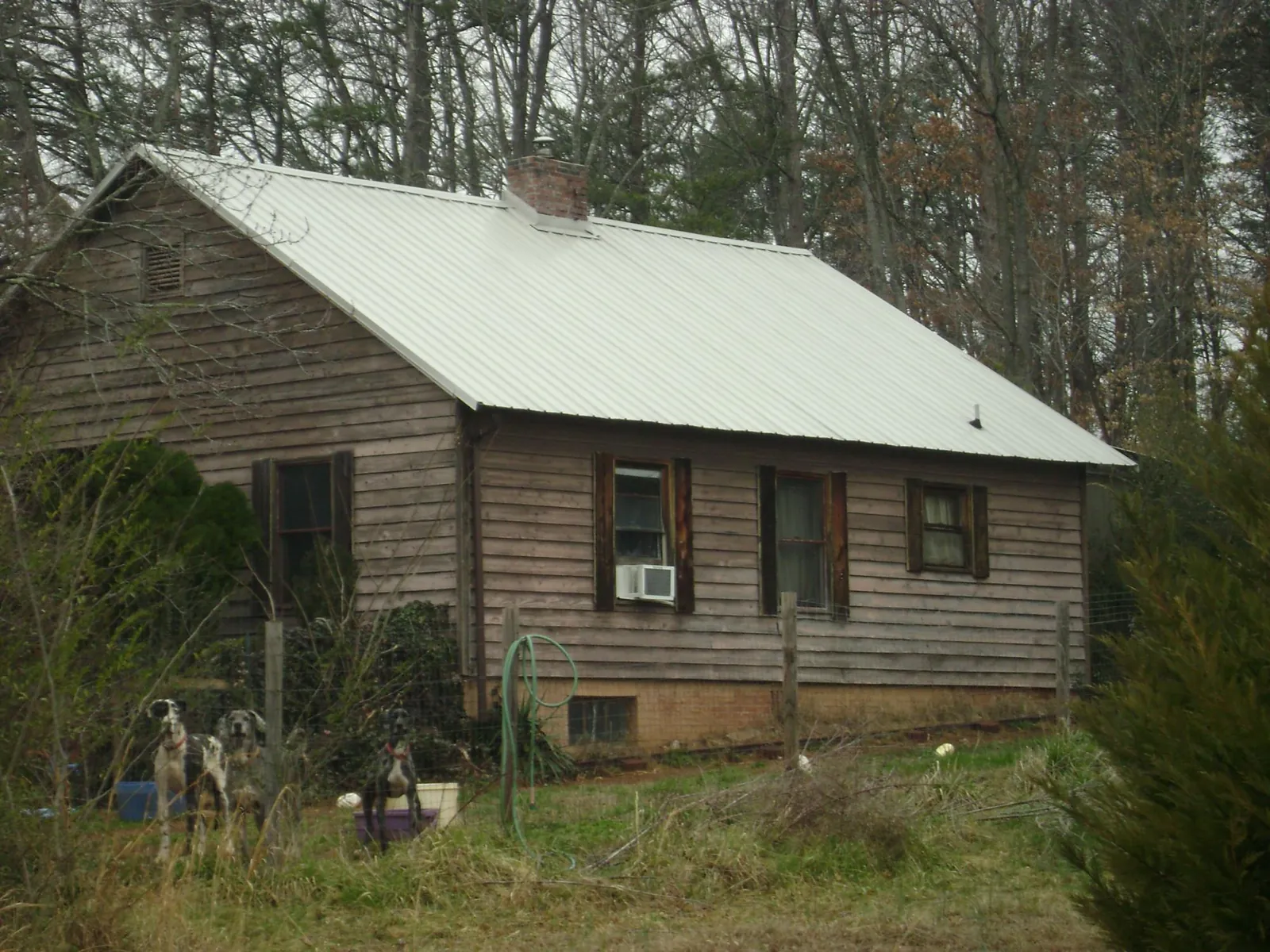 White metal roof on an old wood sided farmhouse, from a Asphalt Shingle Roof Repair job in Bradford